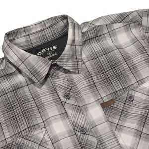 Orvis Classic Collection Men's Short Sleeve Plaid Shirt Black Gray